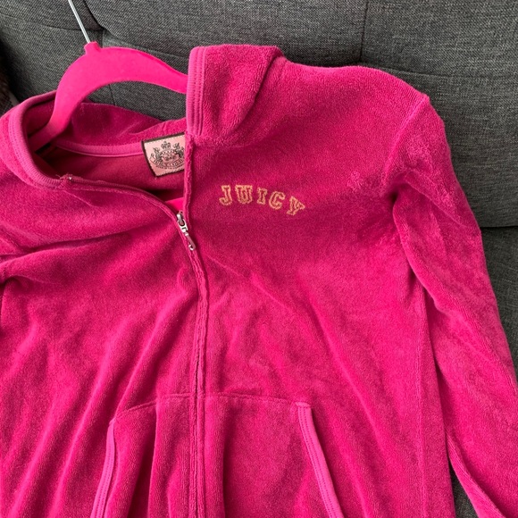 Juicy Couture terry cloth zip up raspberry color - Picture 11 of 13